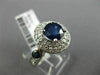 ESTATE WIDE 3.06CT DIAMOND & SAPPHIRE 14K WHITE GOLD DOUBLE HALO ENGAGEMENT RING
