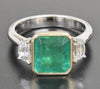 3.59CT DIAMOND & AAA EMERALD 18K 2 TONE GOLD SQUARE EMERALD CUT ENGAGEMENT RING