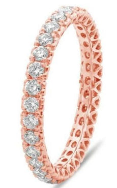 .83CT DIAMOND 14K ROSE GOLD ROUND MULTI HEART ETERNITY WEDDING ANNIVERSARY RING