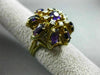 ANTIQUE LARGE 3.21CT DIAMOND & AMETHYST 14KT YELLOW GOLD HANDCRAFTED FLOWER RING
