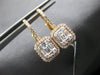 LARGE .86CT DIAMOND 18KT ROSE GOLD 3D ROUND & BAGUETTE CLUSTER HANGING EARRINGS