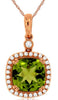 2.28CT DIAMOND & AAA PERIDOT 14KT ROSE GOLD CUSHION & ROUND SQUARE HALO PENDANT