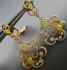 ESTATE 2.76CT MULTI COLOR FANCY DIAMOND 18KT TWO TONE GOLD 3D FLOWER EARRINGS