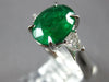 LARGE 3.06CT DIAMOND & AAA EMERALD 18KT WHITE GOLD OVAL 3 STONE ENGAGEMENT RING