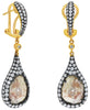 LARGE 7.04CT WHITE & ICE DIAMOND 18KT YELLOW & BLACK GOLD TEAR DROP FUN EARRINGS