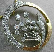 ANTIQUE LARGE 2.5CT OLD MINE CUT DIAMOND 14K TWO TONE GOLD FLOWER PENDANT #2490