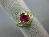 ESTATE WIDE 1.32CT DIAMOND & AAA RUBY 14K YELLOW GOLD FLOWER ENGAGEMENT RING 132