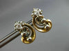 ANTIQUE OLD EURO MINE DIAMOND 14KT 2 TONE GOLD FILIGREE MUSIC EARRINGS #20123