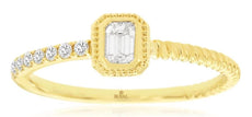 .28CT DIAMOND 14KT YELLOW GOLD ROUND & BAGUETTE FILIGREE SOLITAIRE OCTAGON RING