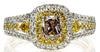 .93CT WHITE PINK & FANCY YELLOW DIAMOND 18KT TRI COLOR GOLD 3D ENGAGEMENT RING