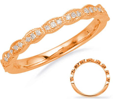 .11CT DIAMOND 14K ROSE GOLD 3 STONE FILIGREE PAVE SEMI ETERNITY ANNIVERSARY RING