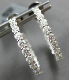 ESTATE 1.70CT DIAMOND 18K WHITE GOLD 3D CLASSIC INSIDE OUT HOOP HANGING EARRINGS