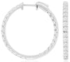 ESTATE 3.0CT DIAMOND 14KT WHITE GOLD 3D CLASSIC INSIDE OUT HOOP HANGING EARRINGS