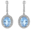 5.71CT DIAMOND & AAA AQUAMARINE 14KT WHITE GOLD 3D OVAL & ROUND HANGING EARRINGS