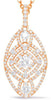 LARGE .85CT DIAMOND 14KT ROSE GOLD 3D PAST PRESENT FUTURE OVAL FILIGREE PENDANT