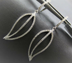 ESTATE .56CT DIAMOND 18KT WHITE GOLD 3D CLASSIC LEAF HANGING EARRINGS
