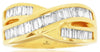 WIDE 1.50CT DIAMOND 14KT YELLOW GOLD 3D BAGUETTE CRISS CROSS INFINITY LOVE RING