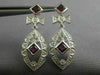 ESTATE LARGE 1.60CT DIAMOND & TOURMALINE 14KT WHITE GOLD FLOWER HANGING EARRINGS