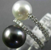 WIDE .6CT DIAMOND & AAA SOUTH SEA TAHITIAN PEARL 18K WHITE GOLD CRISS CROSS RING