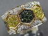 ESTATE WIDE 1.36CT MULTI COLOR DIAMOND 14KT YELLOW GOLD HEXAGON FUN RING