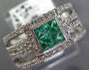 WIDE .89CT DIAMOND AAA EMERALD 14KT WHITE GOLD ROUND & PRINCESS ANNIVERSARY RING
