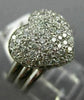 ESTATE WIDE .65CT DIAMOND 14KT WHITE GOLD 3D PAVE HEART PROMISE LOVE RING #671