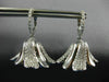 ESTATE LARGE 1.47CT DIAMONDS 18KT WHITE GOLD 3D FILIGREE FLOWER HANGING EARRINGS