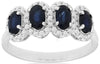 1.47CT DIAMOND & AAA SAPPHIRE 14KT WHITE GOLD 3D OVAL & ROUND 4 STONE HALO RING