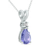 .42CT DIAMOND & AAA TANZANITE 14K WHITE GOLD PEAR SHAPE & ROUND FLOATING PENDANT