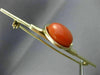 ANTIQUE LARGE AAA ROUND CORAL 14K YELLOW GOLD 3D CLASSIC SPACE PIN BROOCH #26075