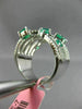 ESTATE LARGE 2.02CT DIAMOND & AAA EMERALD 18KT WHITE GOLD 3D ANNIVERSARY RING