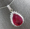 EXTRA LARGE 14.07CT DIAMOND & AAA RUBY 14KT WHITE GOLD 3D HALO PENDANT #28018