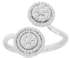 ESTATE .50CT DIAMOND 14KT WHITE GOLD 3D DOUBLE FLOWER HALO CRISS CROSS FUN RING