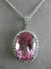 ESTATE LARGE 6.27CT DIAMOND & PINK TOPAZ 14KT GOLD 3D OVAL HALO FLOATING PENDANT