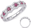 ESTATE .68CT DIAMOND & AAA RUBY 14KT WHITE GOLD 3D ROUND BAMBOO ANNIVERSARY RING