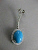 ESTATE 1.40CT DIAMOND & TURQUOISE 14K WHITE GOLD FILIGREE HANGING EARRINGS 20409