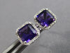 1.63CT DIAMOND & AAA AMETHYST 14KT WHITE GOLD EMERALD CUT & ROUND STUD EARRINGS