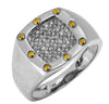.40CT DIAMOND 14KT 2 TONE GOLD 3D CLUSTER SQUARE CLASSIC MATTE & SHINY MENS RING
