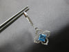 .87CT DIAMOND & AAA BLUE TOPAZ 14KT WHITE GOLD PRINCESS & ROUND HANGING EARRINGS