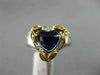 ESTATE LARGE 1.78CT DIAMOND & AAA SAPPHIRE 18K 2 TONE GOLD HEART ENGAGEMENT RING