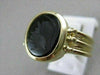 ESTATE AAA BLACK ONYX 14KT YELLOW GOLD 3D CARVED ROMAN SOLDIER MEN'S RING #20078
