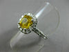 ESTATE 2.50CT ROUND DIAMOND & AAA YELLOW TOPAZ 14KT WHITE GOLD SQUARE HALO RING