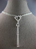 ESTATE LARGE .75CT DIAMOND 14KT WHITE GOLD DOUBLE BAR LOVE KNOT LARIAT NECKLACE
