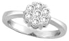 ESTATE 0.5CT DIAMOND 14KT WHITE GOLD 3D CLASSIC ROUND INVISIBLE FLOWER LOVE RING