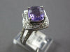 LARGE 2.46CT DIAMOND & AAA AMETHYST 14KT WHITE GOLD CUSHION & ROUND FLOWER RING