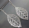 ESTATE EXTRA LARGE 3.05CT DIAMOND 18KT WHITE GOLD 3D LEAF HANGING EARRINGS