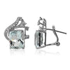 LARGE 9.09CT DIAMOND & AAA AQUAMARINE 18K WHITE GOLD 3D CUSHION & ROUND EARRINGS