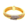 LARGE .90CT DIAMOND 18KT 2 TONE GOLD MULTI ROW CRISS CROSS CUFF BANGLE BRACELET