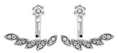 ESTATE .42CT DIAMOND 14KT WHITE GOLD 3D CLASSIC MULTI LEAF STUD HANGING EARRINGS