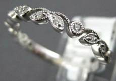 ESTATE .08CT DIAMOND 18K WHITE GOLD MULTI LEAF FILIGREE WEDDING ANNIVERSARY RING